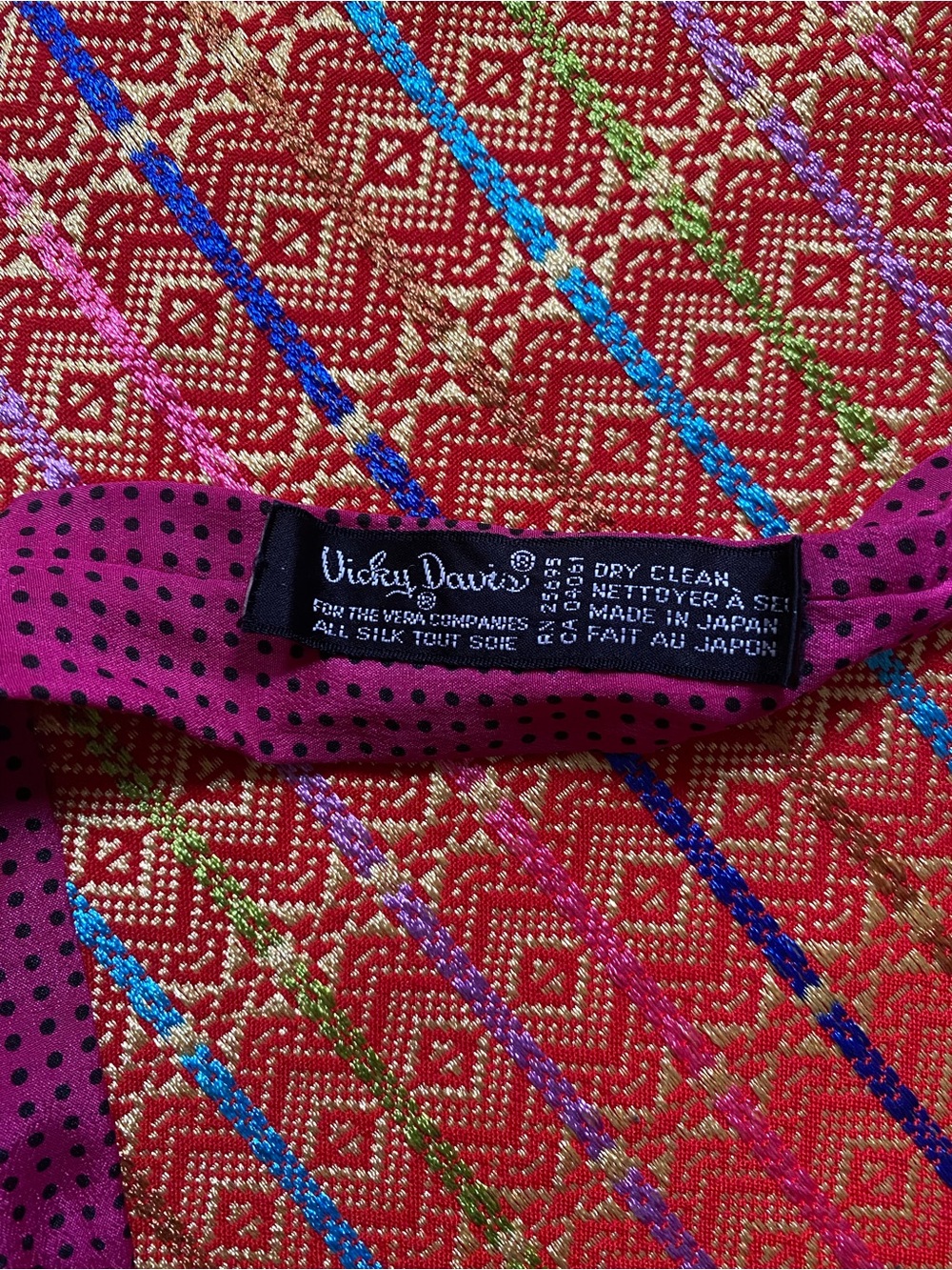 vintage 1980s pink black polkadot bow tie